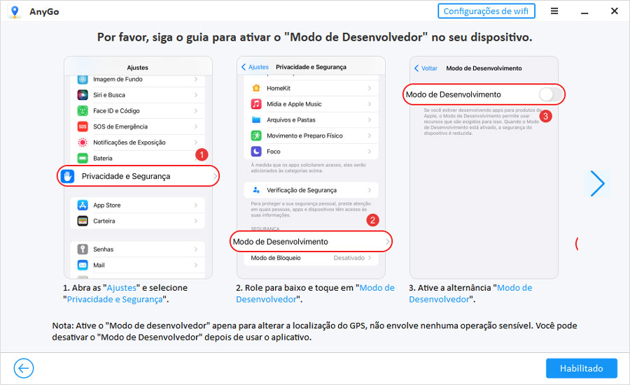 ativar modo de desenvolvedor anygo