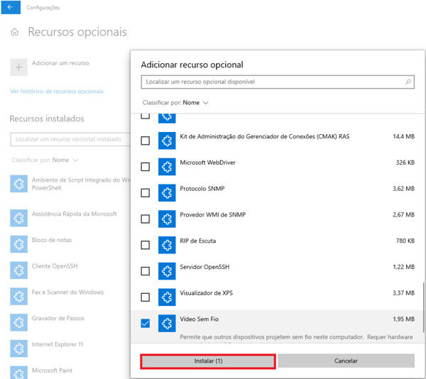 instalar recurso no computador