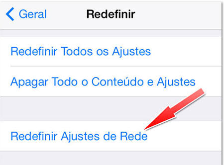 redefinar configuracao wifi iphone